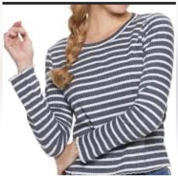 American Rag Tops - American Rag Navy and White Striped Long Sleeve Top *GREAT CONDITION*